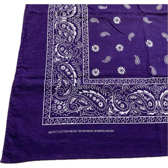 Vintage 100% Cot Blue Indigo Bandana RN 103708 Scarf Handkerchief Paisley Biker - Picture 5 of 8